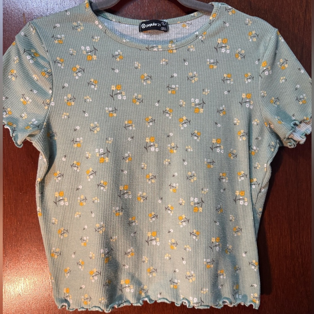 Green Floral Print Top